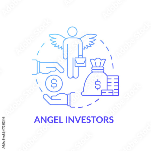 Angel investors financing concept icon. Small business support. Product startup launch private financing abstract idea thin line illustration. Vector isolated outline color drawing
