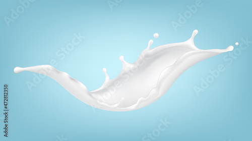 Milk Splashing Delicious Breakfast Drink Vector. Milk Bio Refreshment Beverage Cow Or Sheep Product  Ingredient For Preparing Cheese Or Yogurt. Calcium Liquid Template Realistic 3d Illustration