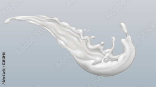 Splash milk liquid vector. Drop cream. Milky fresh splash. Nature protein. Purity symbol. 3d realistic illustration