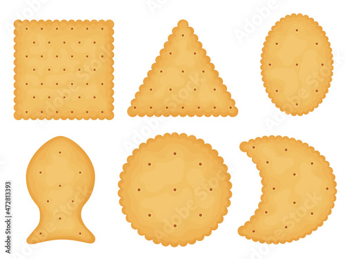 Crackers set. Illustration of food, snacks. Healthy snack.
