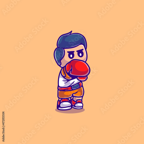 cute boxer boy illustration