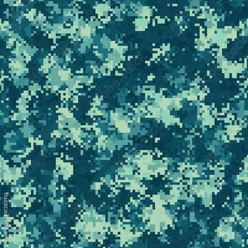 Camouflage pattern background. Classic clothing style masking camo repeat print