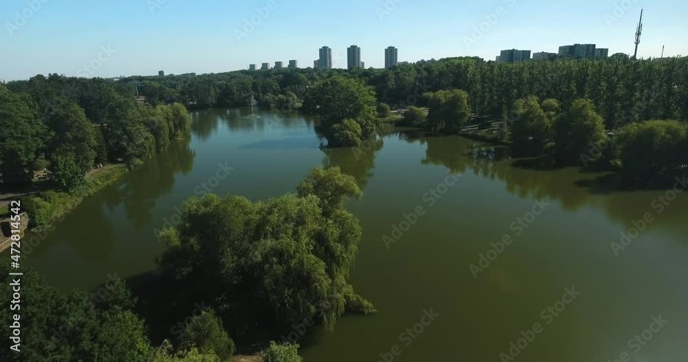 Aerial View of a Lake in a City Park Aerial View of a Lake in a City Park