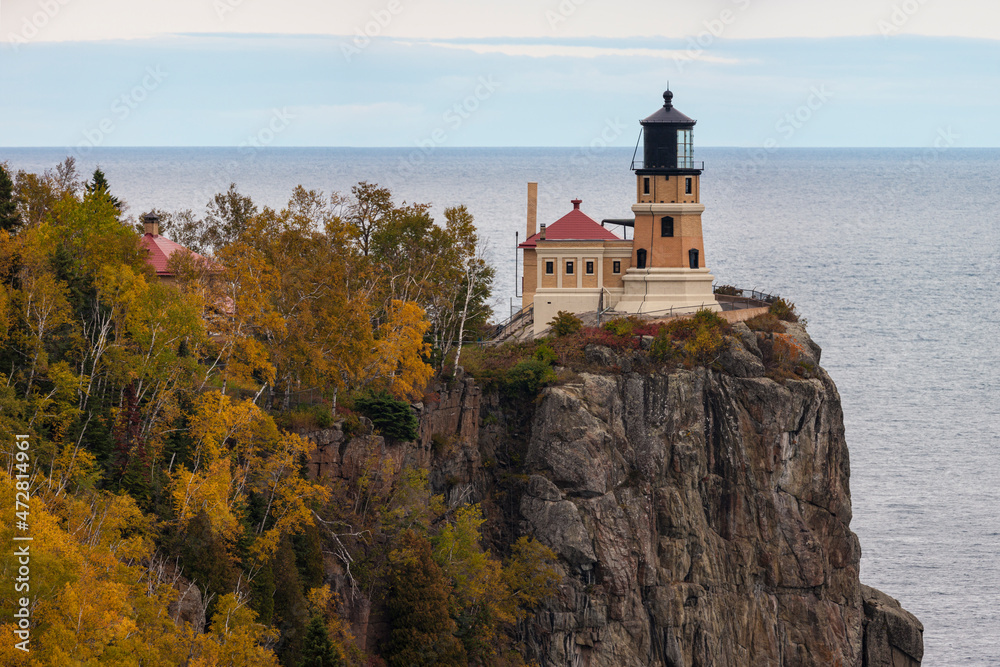 USA, Minnesota. View of Split Rock lighthouse on the north shore of Lake Superior.