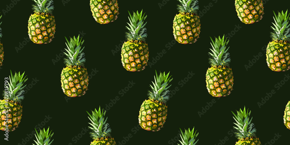 Pineapple fruit vector seamless pattern