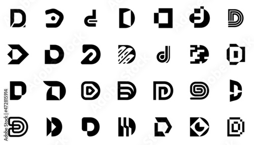 Abstract logos collection with letter D. Geometric abstract logos. Icon design 