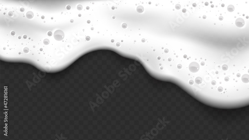 foam background soap laundry vector. clean lather. bath border. 3d realistic illustration