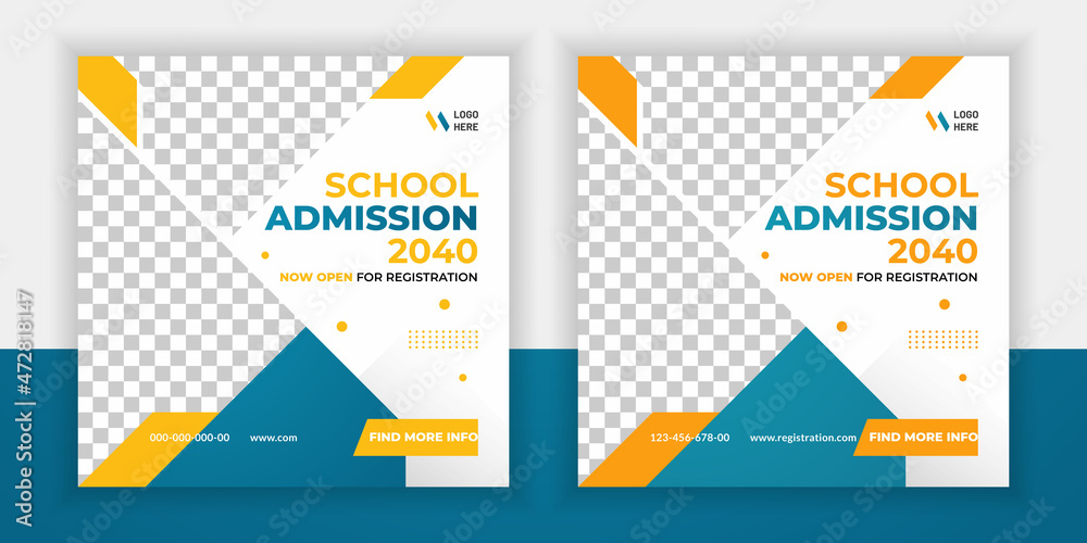 Naklejka premium Creative school admission education social media banner template