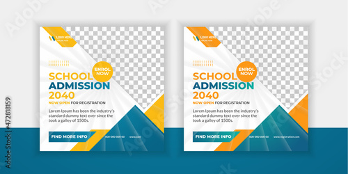 Creative school admission education social media banner template