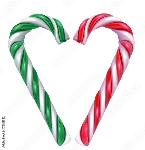 Set mint and sweet lollipop christmas symbol holiday sweet striped stick