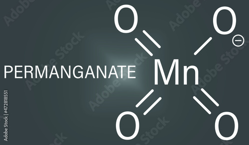 Permanganate anion, chemical structure. Skeletal formula.	