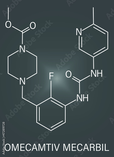 Omecamtiv mecarbil heart failure drug molecule. Skeletal formula.	
