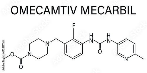 Omecamtiv mecarbil heart failure drug molecule. Skeletal formula.	
