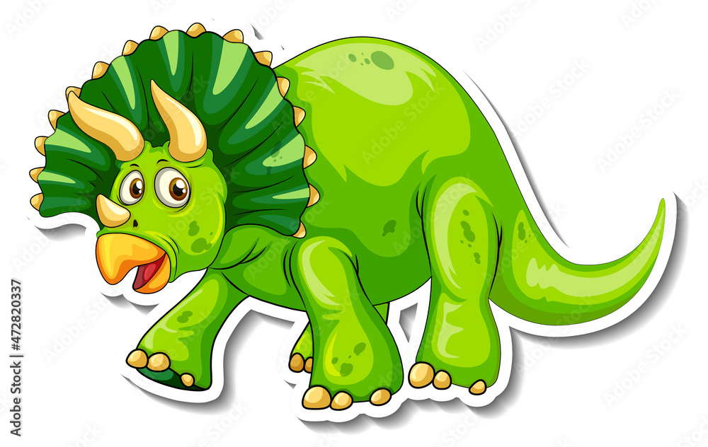 Fototapeta premium Triceratops dinosaur cartoon character sticker