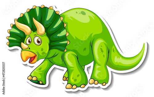 Triceratops dinosaur cartoon character sticker