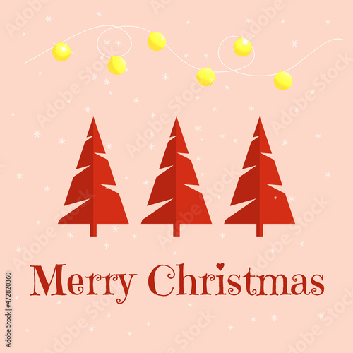 Minimalistic Christmas card with Christmas trees. Vector illustration.