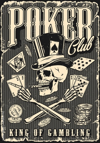 Gambling monochrome vintage poster