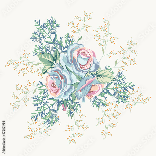 Huge floral bunch with beautiful wild flowers, greenery