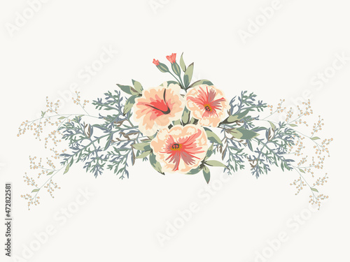 Huge floral bunch with beautiful wild flowers, greenery