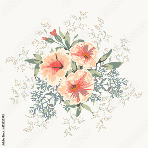 Huge floral bunch with beautiful wild flowers, greenery