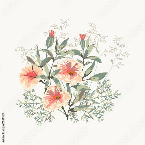 Huge floral bunch with beautiful wild flowers, greenery