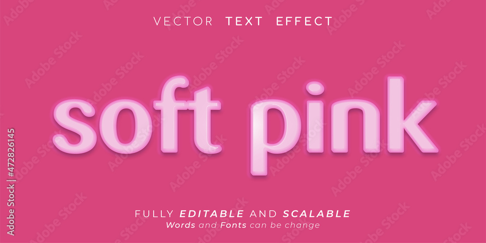 Soft pink text effect, Editable 3d style text smoot tittle