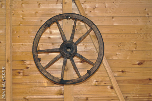 old vintage traditional wooden wheel