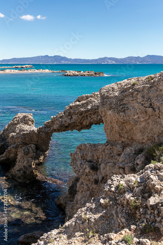 natural arch of portitxol on the costa brava photo