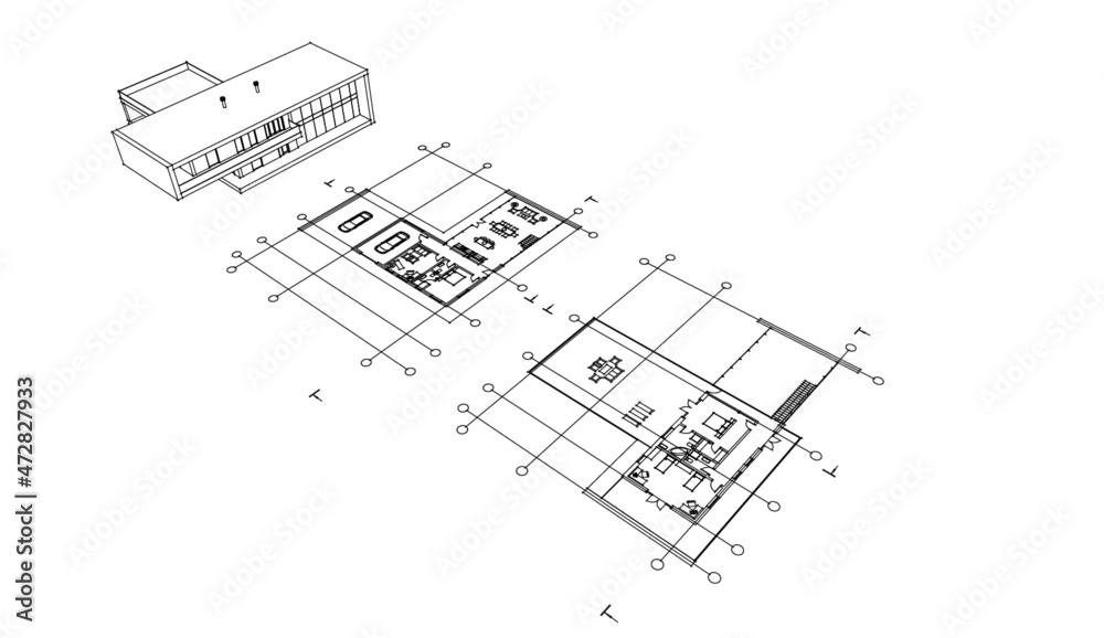 Fototapeta premium Modern house architectural drawing