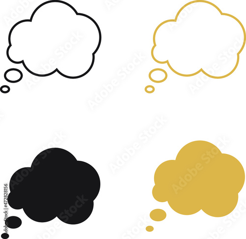 Set of speak bubble text, chatting box, message box perfect for thinking sign symbol.