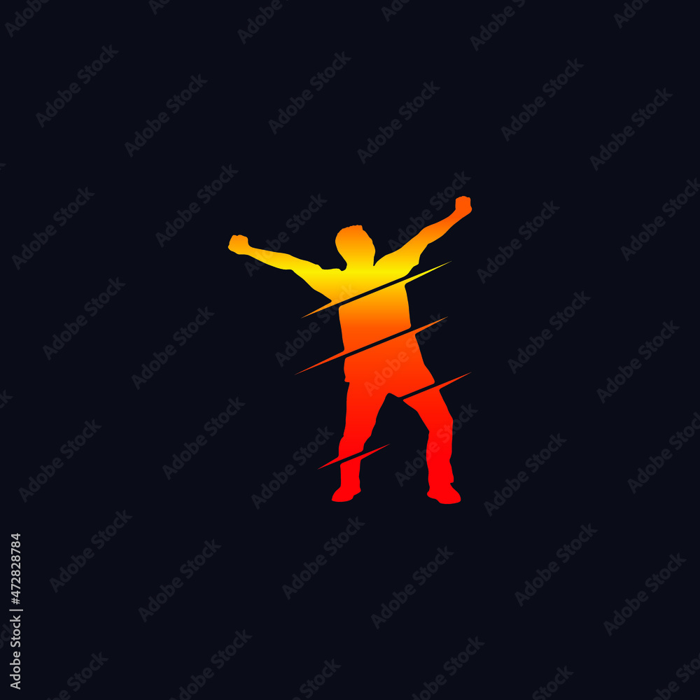 Seamless vector silhouette people standing, walking and jumping