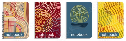 Abstract pattern  covers of diary,  sketchpad,  notebooks, notepad, planner. Set page A4 design.  Doodle hand drawn, vector illustration.