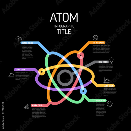 Thick line dark atom multipurpose infographic template
