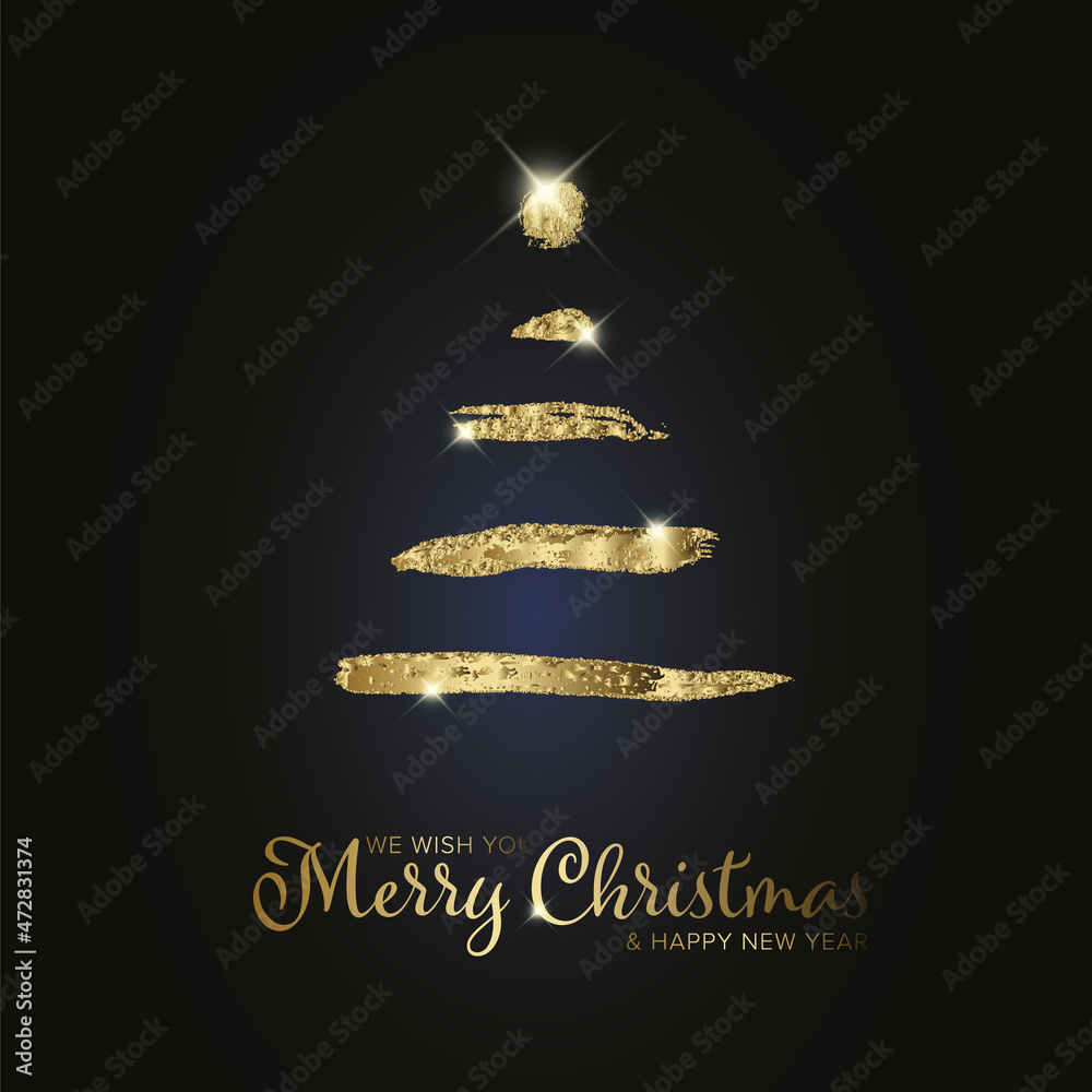 Minimalist modern christmas card with tree