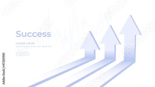 Financial arrow graph. Finance success growth rising up. Profit increase chart. Vector