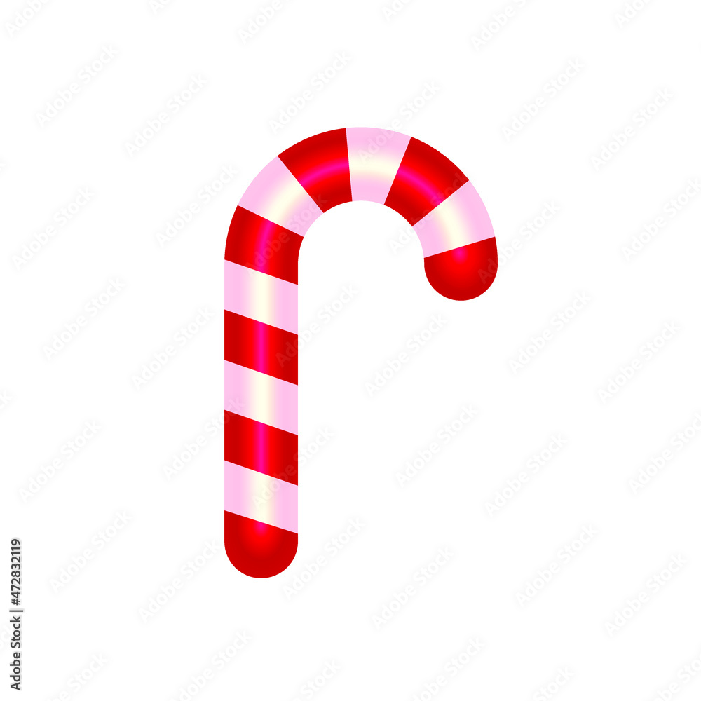 Candy cane 3d vector icon isolated on white background Candy cane 3d vector icon isolated on white background
