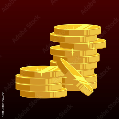 Piles of shiny Gold Coin vector illustration sparkling money Stack 