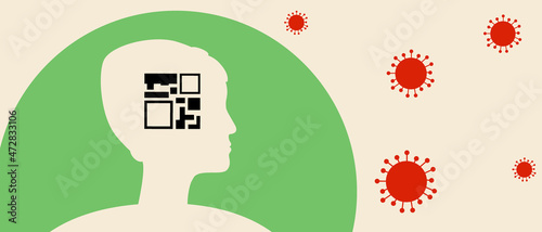 Vaccinated person, protection from virus, silhouette vector stock illustration with certificate of vaccination for health care, protection from disease