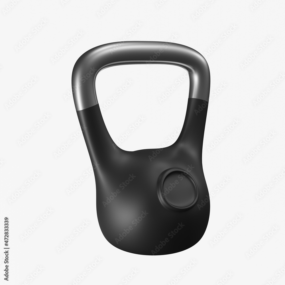 Sports equipment. Athletic kettlebell isolated on white. Fitness and training. 3d render Sports equipment. Athletic kettlebell isolated on white. Fitness and training. 3d render