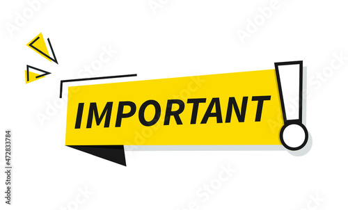 vector illustration yellow banner important with exclamation mark.