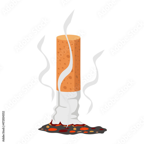  Cigarette butt icon Flat vector