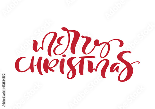 Hand drawn vector lettering text Merry Christmas. brush calligraphic phrase isolated on white background. Quote for cards invitations, templates. Stock illustration