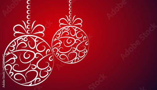 Bola de navidad de trazos blancos en fondo rojo.