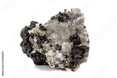 Macro stone mineral Galena on white background