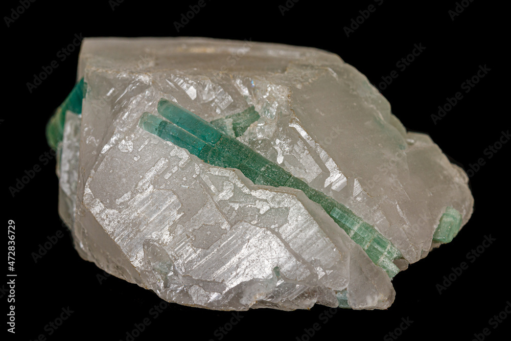 Macro tourmaline mineral stone on black background Macro tourmaline mineral stone on black background