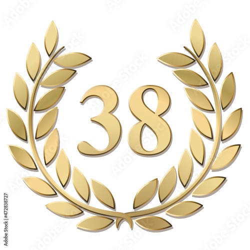 3D gold laurel wreath 38 vector isolated on a white background 