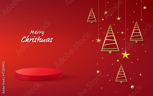 3d rendering scene of christmas holiday with display podium for mock up
