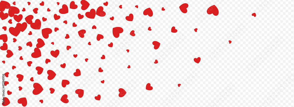 Red Hearts Vector Panoramic Transparent