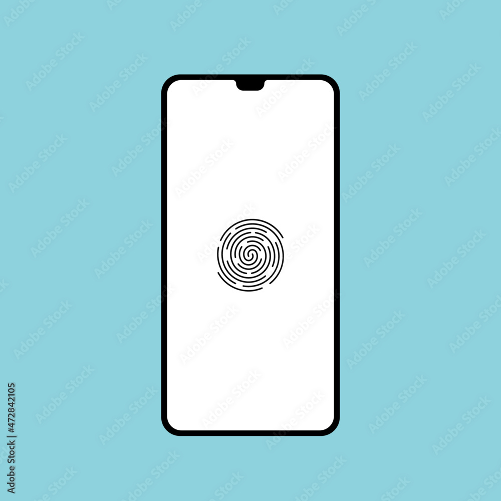 Smart Mobile Phone finger print unlock vector illustration Thumbprint security Smart Mobile Phone finger print unlock vector illustration Thumbprint security