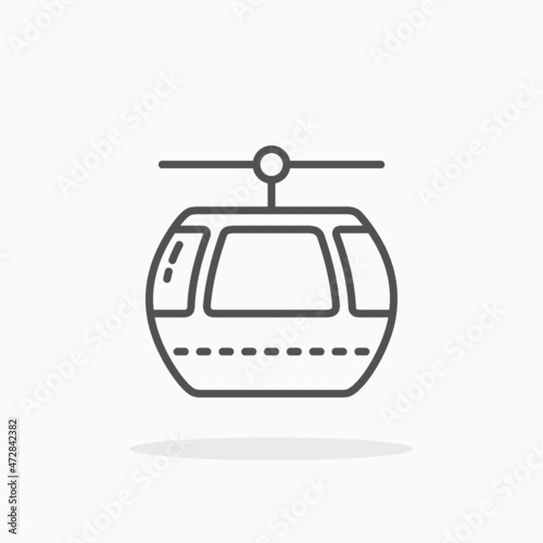 Cable Car icon. Editable Stroke and pixel perfect. Outline style. Vector illustration. Enjoy this icon for your project.